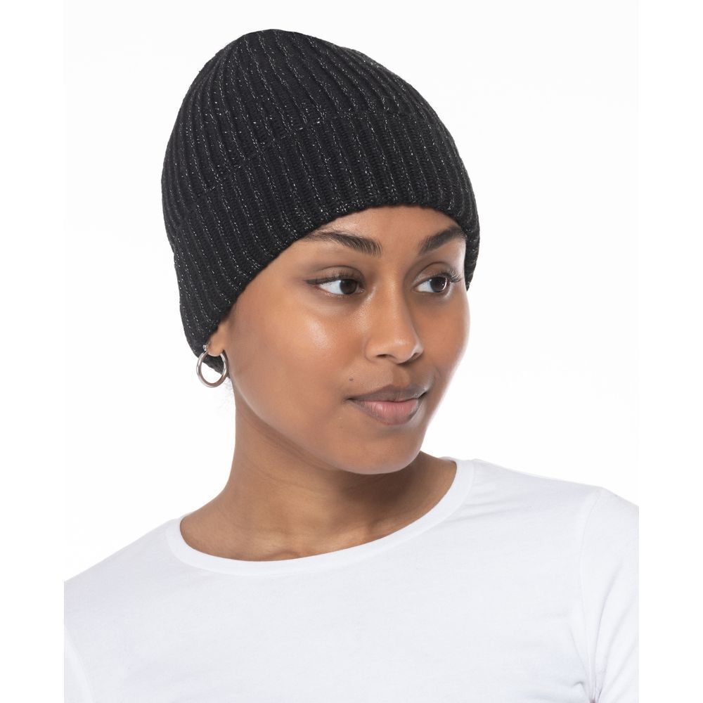 Style&Co Black and Silver Knit Beanie One Size